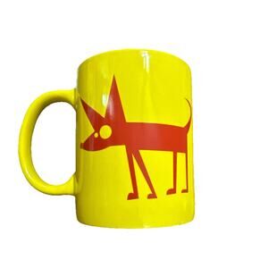 Wag More Bark Less Yellow Red Ceramic Coffee Mug Cup Dog 14 oz Dogs Pets